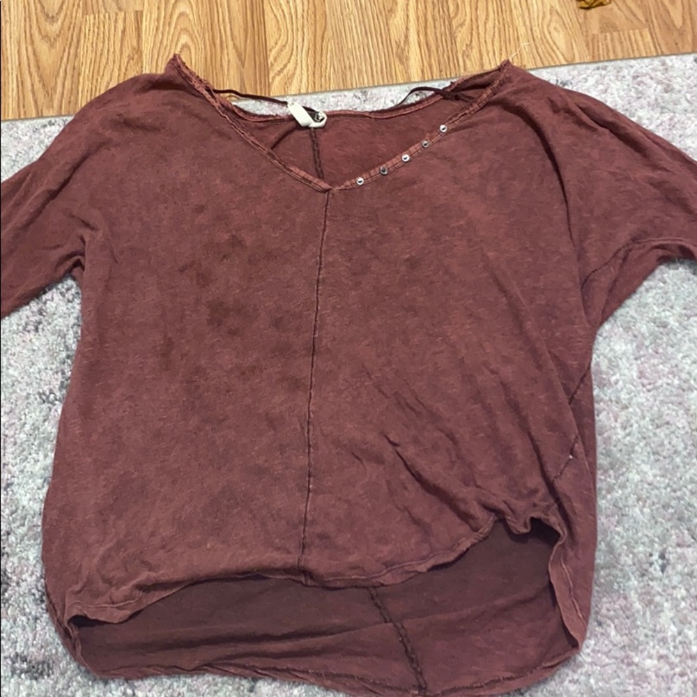 Maroon Long sleeve tee FREE PEOPLE